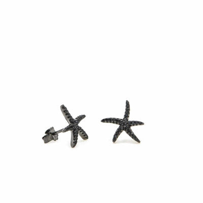 Pendientes motivo estrella mar plata rutenio JO-15528-N-A