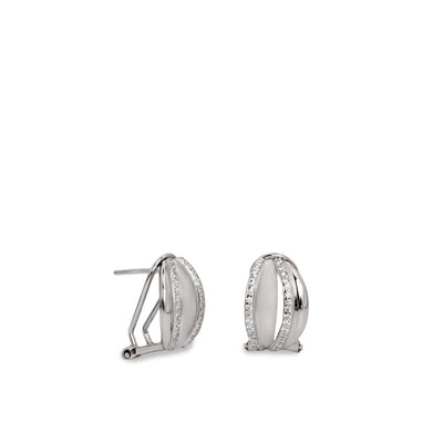 Pendientes cierre omega plata circonitas diseño elegante JO-20145-A