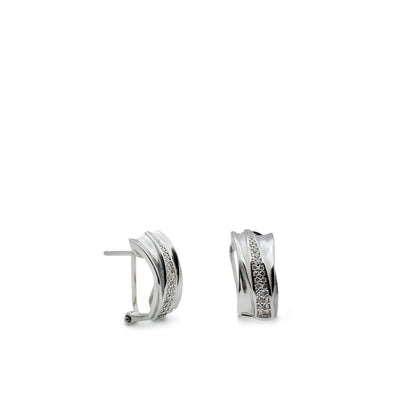 Pendientes cierre omega plata diseño sofisticado JO-20148-A