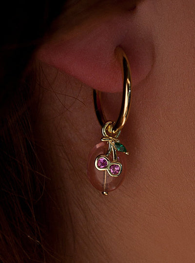 Pendientes colgantes plata charm cereza JO-19093-A