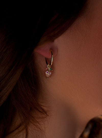 Pendientes colgantes plata charm cereza JO-19093-A