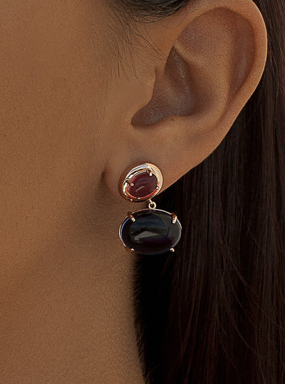 Pendientes colgantes plata azurita fucsia JO-19144-R-A