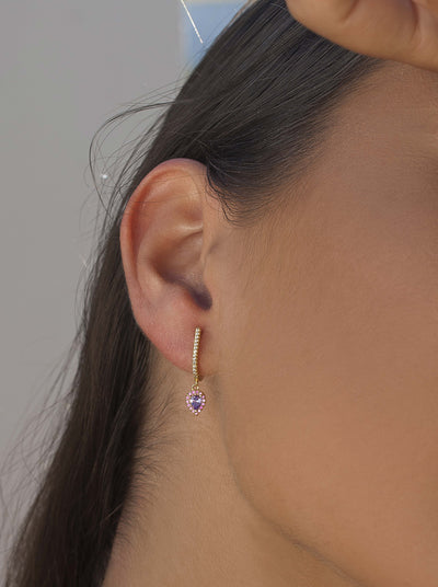 Pendientes colgantes diseño lágrima tono lila JO-20208-A