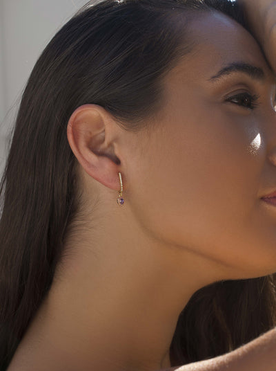 Pendientes colgantes diseño lágrima tono lila JO-20208-A