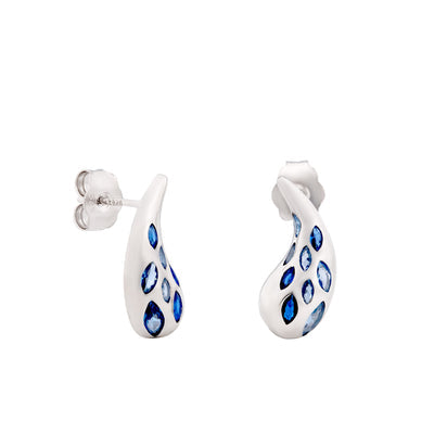 Pendientes piedras diseño gota tono azul JO-19669-A