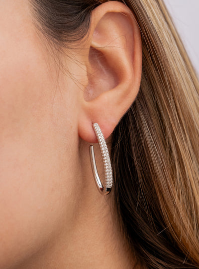 Pendientes aro circonitas forma oval JO-20023-A