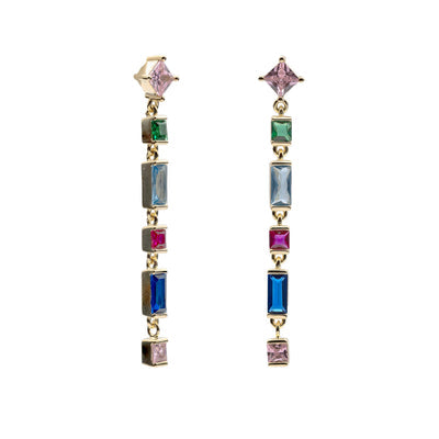 Pendientes largos gemas multicolor JO-19549-A