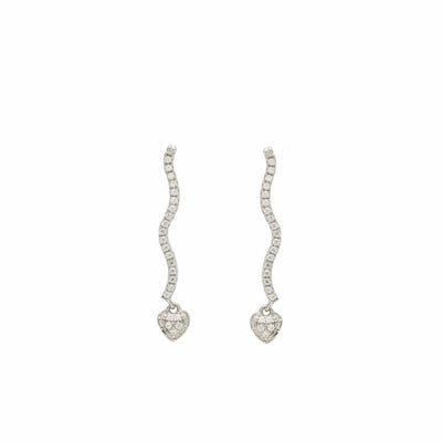Pendientes largos plata zigzag corazón JO-15663-A