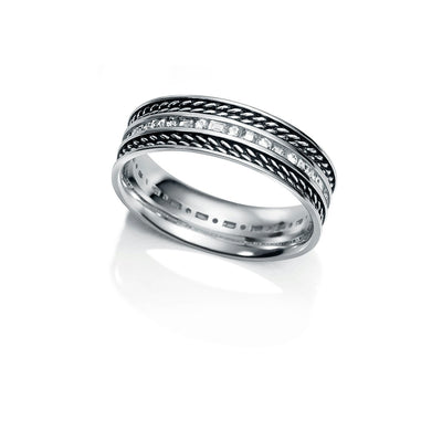 Anillo Hombre Centro Circonita Borde Envejecido JO-SO1269