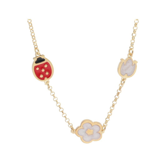 Collar Mariquita, Flor y Tulipán Plata - Relojería Joyería Orlando