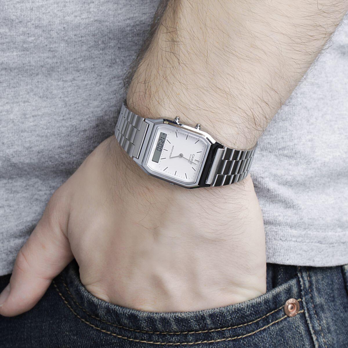 Reloj Casio Vintage AQ-230A-7DMQYES Ana-Digi Blanco - JO-AQ-230A-7DMQYES